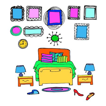 vector interior home furniture design illustration modernのイラスト素材