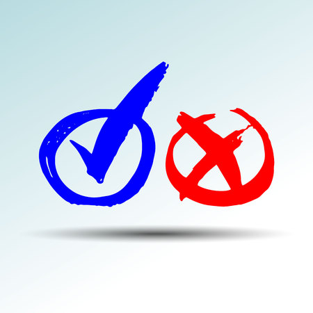 cross, check, tick, no, mark, choice, yes, symbol, iconのイラスト素材