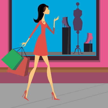 Girl store things the city shoes styleのイラスト素材