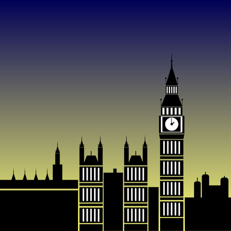 Vector illustration of the various landmarks of Londonのイラスト素材