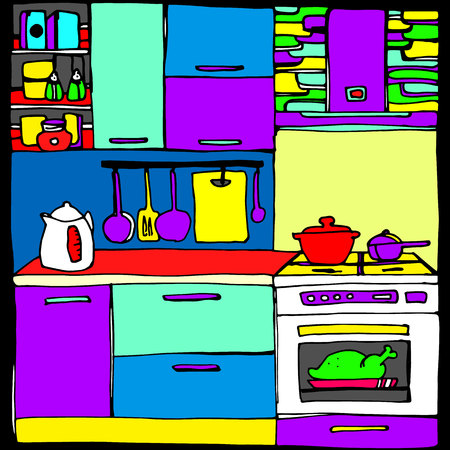 vector table chair illustration white wood designのイラスト素材