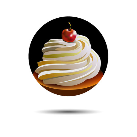 cake sweet birthday cupcake delicious cream food vector dessertのイラスト素材