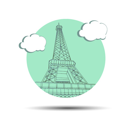 vector france illustration eiffel tower paris architecture landmark french travelのイラスト素材