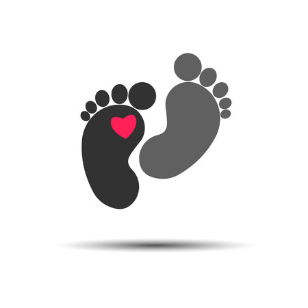 Texture of human footprint on white. Child or toddler's colorful pair of footprint vector graphic.のイラスト素材