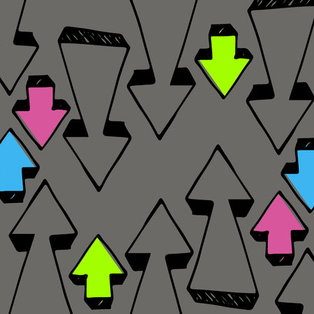 collection design set sketch arrow down illustration up hand symbol drawing pointer white line graphic signsのイラスト素材