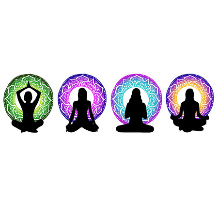 Yoga, health, fitness, meditation, pose, illustration, body, exercise, vector, relaxationのイラスト素材