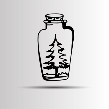 Mason jar with Christmas tree insideのイラスト素材