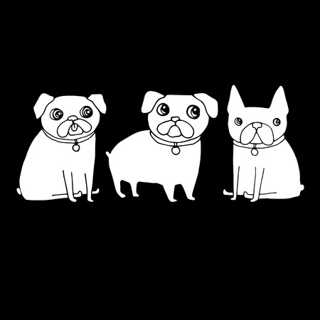 French Bulldog dog on a leash. pretty face. ears, tailのイラスト素材