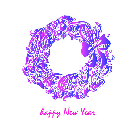 wreath christmas vector decoration celebration winter year new holiday merryのイラスト素材