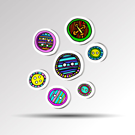 vector button sewing clothing fashion textile design sew object tailor colorfulのイラスト素材