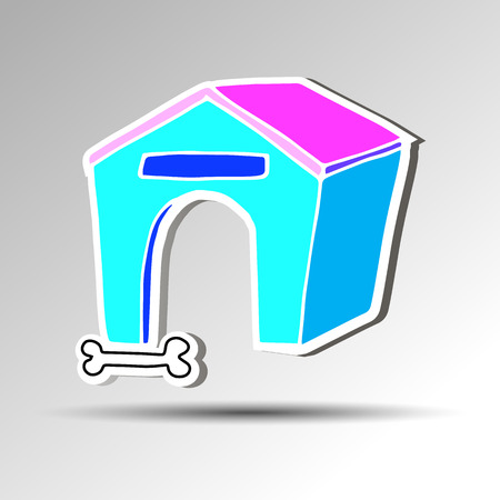 booth dog guard house kennel pet puppy wooden animalのイラスト素材