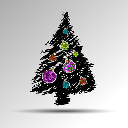tree christmas decoration celebration vector design winter symbol holidayのイラスト素材