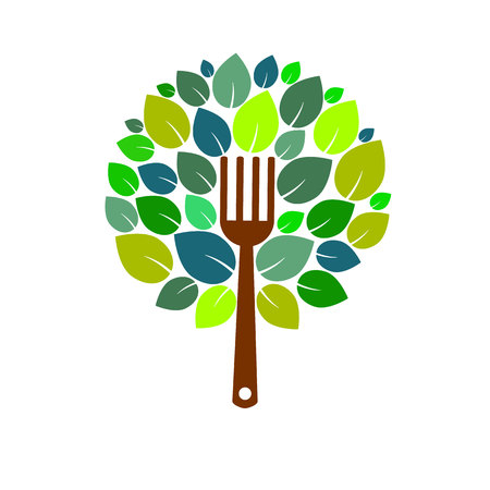 organic leaf icon vegetarian green vector signのイラスト素材