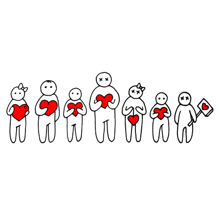 heart people person love vector happy family illustration male cartoon manのイラスト素材