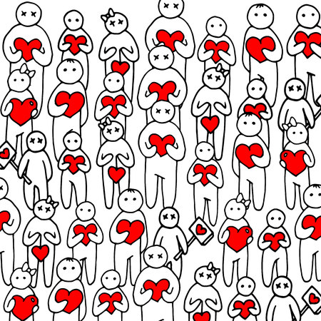 heart people person love vector happy family illustration male cartoon manのイラスト素材