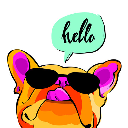French bulldog background. Vector illustration. Dog, illustration, frenchのイラスト素材