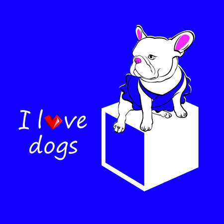 French bulldog background. Vector illustration. Dog, illustration, frenchのイラスト素材