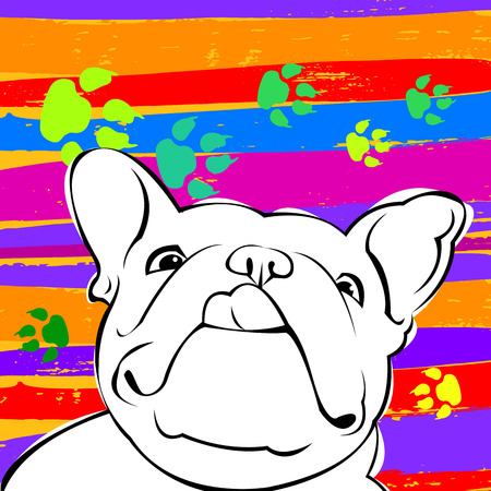 French bulldog background. Vector illustration. Dog, illustration, frenchのイラスト素材