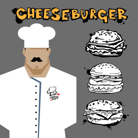 Chef Cook Serving Food Realistic Cartoon Character Designのイラスト素材