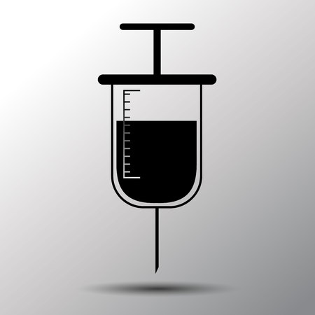 Syringe icon on a white background. Logo silhouette design template. Simple symbol concept in flat style.のイラスト素材