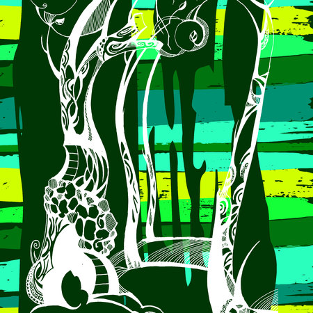 landscape vector forest illustration background silhouette treeのイラスト素材