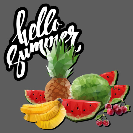 fruit platter with a lot of fruits. Vector illustrationの写真素材