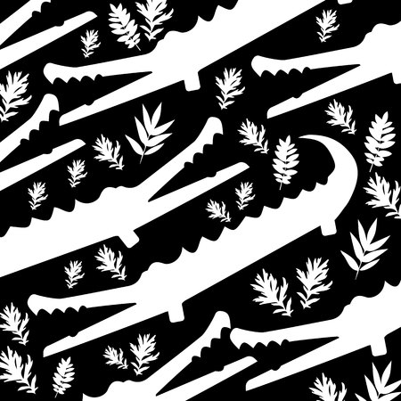 Cute cartoon crocodile in modern geometric flat vector style. Simple and adorable smiling alligator illustration.のイラスト素材