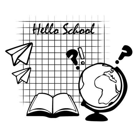 Back to school background with school supplies set, vector illustration.のイラスト素材