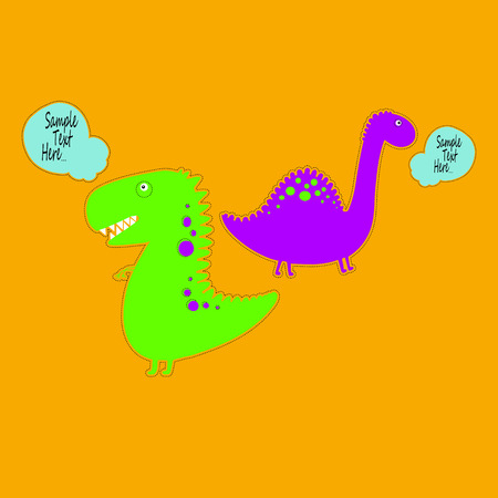 Cute smiling dinosaur on a white background. Vector illustration of the ancient animals in the children's style.のイラスト素材