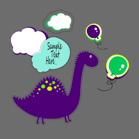 Cute smiling dinosaur on a white background. Vector illustration of the ancient animals in the children's style.のイラスト素材