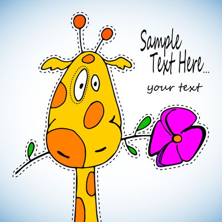 giraffe, cute, baby, vector, illustration, cartoon, animal, zoo, art, fun, safari, funnyのイラスト素材