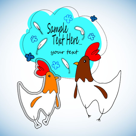 chicken, cartoon, hen, animal, cute, illustration, vector, child, bird, eggのイラスト素材