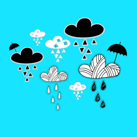 umbrella, rain, cloud, weather, vector, season, sky, illustration, nature, designのイラスト素材