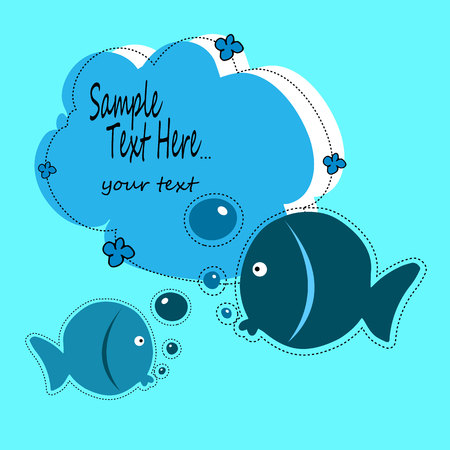 fish, illustration, baby, vector, animal, cartoon, cute, sea, water, designのイラスト素材