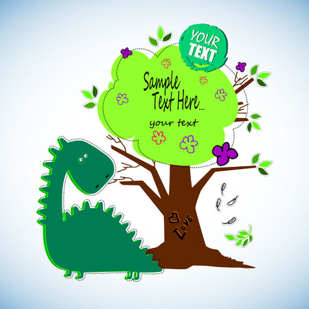 Cute smiling dinosaur on a white background. Vector illustration of the ancient animals in the children's style.のイラスト素材