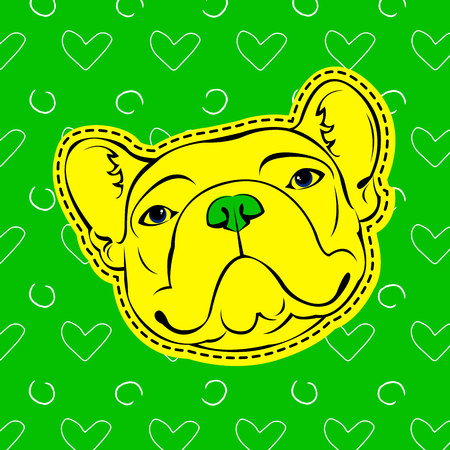 French Bulldog. Vector illustration for a card or poster. Print on clothes. Cute puppy. Pedigree dog.のイラスト素材