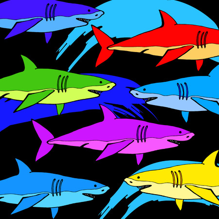 Shark with open mouth. Flat vector illustration.のイラスト素材