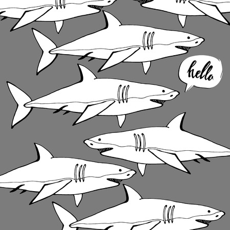 Shark with open mouth. Flat vector illustration.のイラスト素材