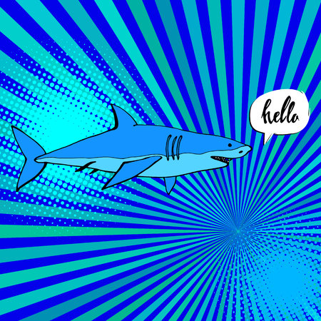 Shark with open mouth. Flat vector illustration.のイラスト素材