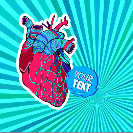 Heart illustration in stripe background.のイラスト素材