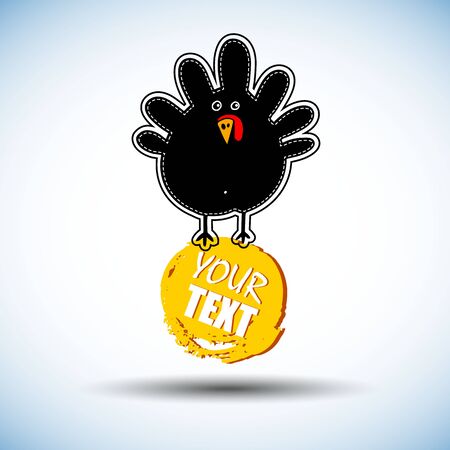 Happy Thanksgiving Celebration Design with Cartoon bird. Vector illustration.のイラスト素材