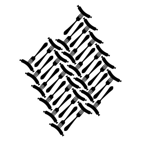 Sausage on the fork with steam. Vector flat illustrationのイラスト素材