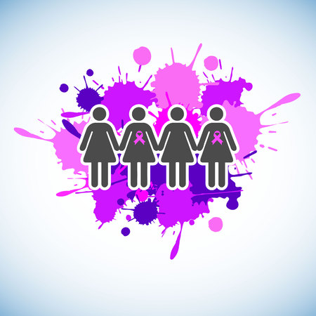 Pink ribbon, breast cancer awareness symbol. Vector illustrationのイラスト素材