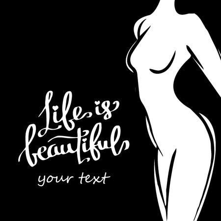 silhouette, illustration, vector, beauty, line, icon, health, body, girlのイラスト素材