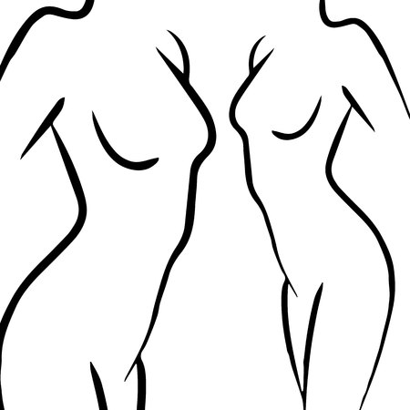 silhouette, illustration, vector, beauty, line, icon, health, body, girlのイラスト素材