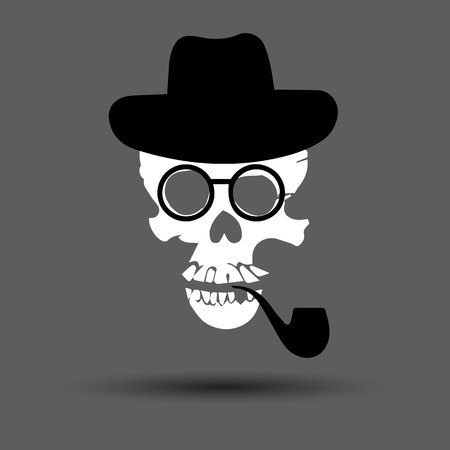 Skull with bones sign. Vector illustration. Unusual skull with attributesのイラスト素材