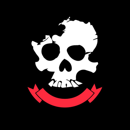 Skull with bones sign. Vector illustration. Unusual skull with attributesのイラスト素材