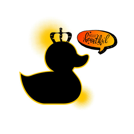 Vector stylish duck in the crown. Rubber duck sign, beautyのイラスト素材