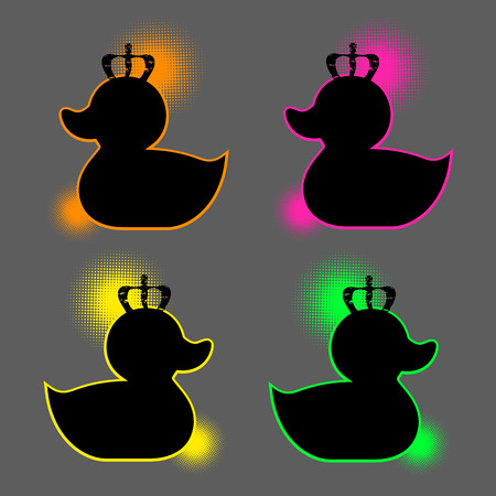 Vector stylish duck in the crown. Rubber duck sign, beautyのイラスト素材