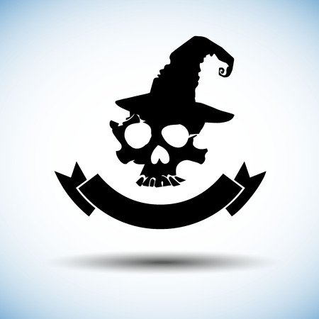 Skull with bones sign. Vector illustration. Unusual skull with attributesのイラスト素材